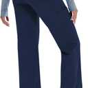 Women Yoga Scrub Pants Straight Mid Rise Elastic Waist Cargo Work Pants with Five Pocket 4-Way Stretch (X-Small, Navy)