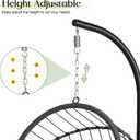 LEX CRAFT Hanging Egg Chair with Stand, Swinging Egg Chair Outdoor Indoor, Hanging Basket Chair with Cushion, Patio Wicker Hammock Chair 350lbs Capacity (Gery-Gery)