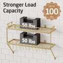 KES 30-Inch Gold Pot Rack Wall Mount, 2-Tier Hanging Pot and Pan Organizer