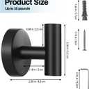 Kruodop Towel Hooks for Bathroom,6 Packs Wall Mount Towel Holder,Black Matte Wall Robe Hook,Stainless Steel Heavy Duty Door Hanger Towel Hook for Kitchen, Bedroom,Hotel,Pool,Coats - Black