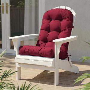 Rocking Chair Cushion, Waterproof Patio Chair Cushions with Ties, Back Pads for Indoor/Outdoor Furniture, High-Back Adirondack & Glider Chair Replacement Cushions,Wine-Red