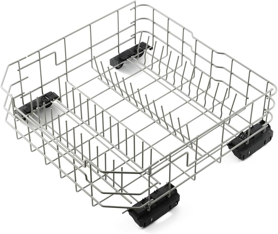 WD28X26099 WD28X34744 Lower Dishwasher Rack Replacement Parts for GE Lower Dishrack Dishwasher Rack 20.7'' D x 21.6'' W Roller Wheels GE GDF510PSM0SS GDT535PSM0SS Bottom Dish Rack Assembly 1 Pcs