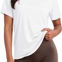 MAGCOMSEN Women's Workout Tops UPF 80+ Short Sleeve Moisture Wicking Shirt (White, M)