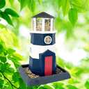 North States Village Collection Large Nautical Lighthouse Bird Feeder: Easy Fill. Hanging or Pole Mount. Bird Feeders for Outdoors. Made in USA. 8 lb. Seed Capacity (9.5" x 10.25" x 14.5", Navy/Red)
