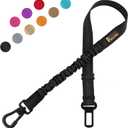 Plutus Pet Dog Seat Belt for Car, Adjustable Dog Car Harness with Carabiner Clip, Reflective Safety Dog Seatbelt Leash with Elastic Bungee, Black