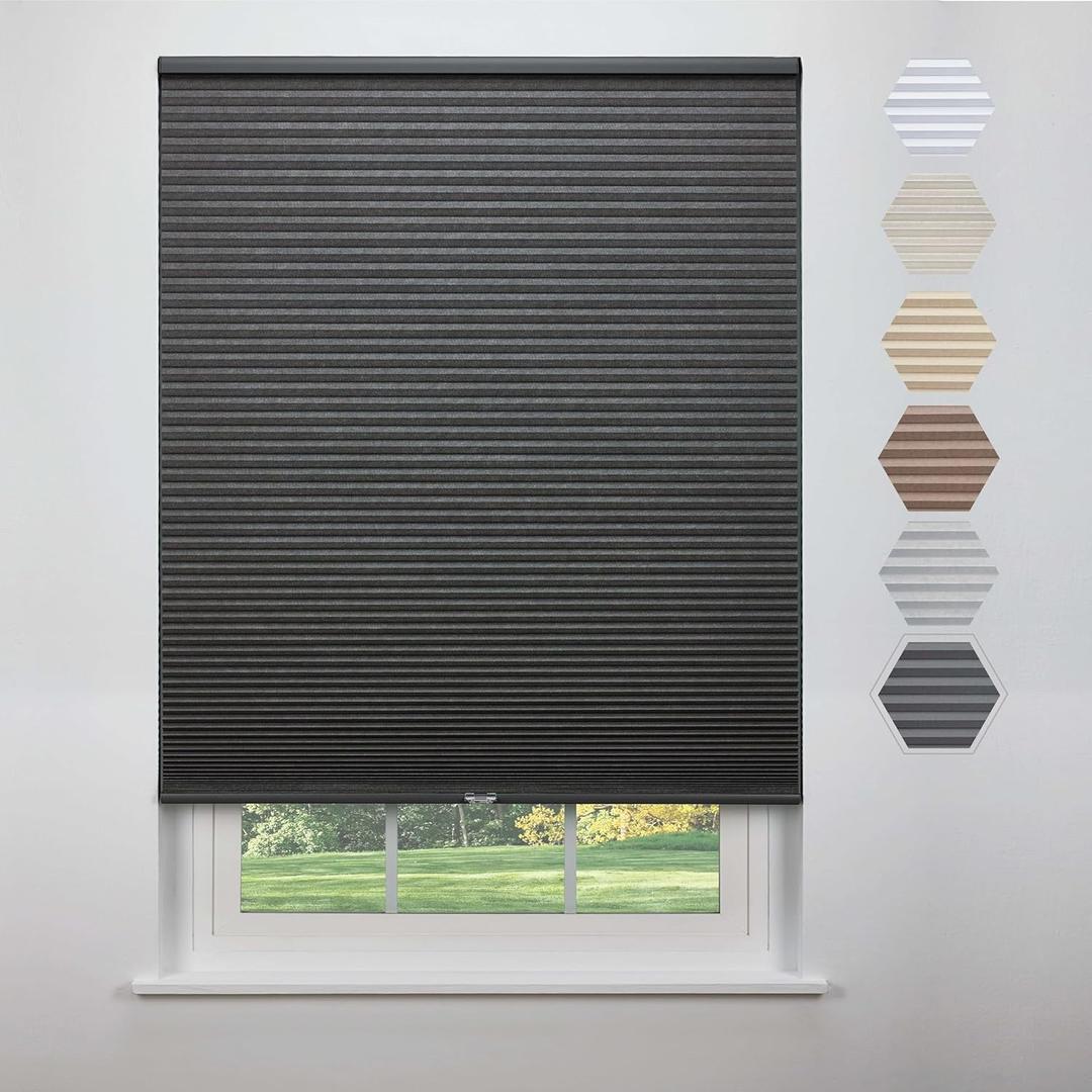 Linen Avenue Cordless Standard Blackout Cellular Shade 66 3/4 W x 48 H, Dark Grey (Arrives 1/4" Narrower)