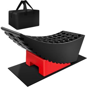Car Tire Change Ramp 6.3" Tire Lift, 1 Pc Travel Trailer Tire Change Ramp, Curved Leveling Block with Chock & Anti-Slip Mat, Fits Dual Axle Travel Trailer RV Camper, Lift Up to 6.3", 35000 GVW
