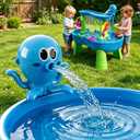 Water Table Pump with Huge Water Output, 4 Hours Non-Stop Fun, Battery Powered Continuous Flow, Edge-Locking Octopus Design for Summer Outdoor Water Table Accessories for Toddlers Kids