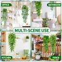 Palonu Artificial Hanging Plants for Shelf, 4 Pack Fake Potted Greenery Plant Faux Mandala Vine, String of Pearls, Ivy Vine,Persian Grass Fern in Pot for Desk Home Bathroom Farmhouse Room Table Decor