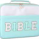 Bible Cover Case for Women,Large Leather Bible Carrying Cases Christian Gifts for Women Men Girls,Preppy Chenille Letter Bible Bag Bible Purse with Shoulder Strap,Green (Large, Green)