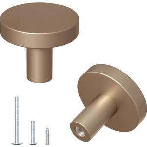 DonYoung 2 Pack Cabinet and Drawer Knobs, Bifold Barn Door Handle- Stylish Round Pulls for Bi-Folding Sliding Barn Door, Kitchen, Dressers, Cupboard and Closets, Metallic Gray Gold