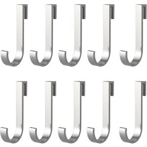 Wire Shelving J Hooks, 10-Pack Heavy Duty Aluminum Under Shelf Organizer Hangers for Kitchen, Bathroom, Closet, Garage (Silver)