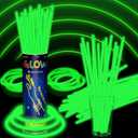 100 Pack 8 Green Glow Sticks Bulk with 100 Connectors Neon Glow In The Dark Party favors Supplies for Holiday Birthday Party Decoration (Green)