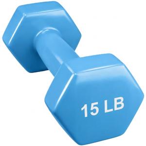 15 LB Light Blue Neoprene Dumbbell Set of 2 – Non-Slip Hexagon Hand Weights for Home Fitness & Workout