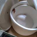 DENJA & CO Set of 2 Decorative Storage Baskets with Lids - Round Woven Baskets for Home Decor and Organizing - Small Shelf Baskets with Leather Tabs and Handles - Decorative Storage and Organizer Bins