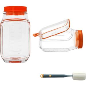 2026 New Salad Jar with Side Opening Leakproof Mason Jar Salad Container with Side Opening Dishwasher Safe Salad Container for Lunch On the Go Salad Jar for On-the-Go Meals (Orange version, 1PC)