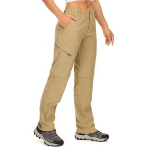 Women's Hiking Pants Convertible Zip Off Lightweight Quick Dry Outdoor Travel Camping Safari fising Pants (18, Khaki)
