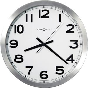 Howard Miller Gooding Wall Clock II 547-688 – Modern Round Brushed Aluminum, Flat Glass Crystal, Sturdy Metal Frame, Classic Black Accents, Quartz Movement