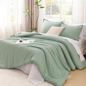 Litanika Twin/Twin XL Comforter Set Sage Green, 2 Pieces Comforter Sets Soft Down Alternative Comforter All Season Quilt Blanket (66x90In Comforter & 1 Pillowcase)