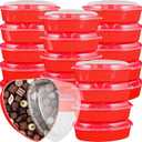 Yoiemivy 20 Pcs Valentines Heart Containers 27 oz Plastic Heart Shaped Box with Lid Red Food Storage Containers Valentines Heart Boxes for Dessert Candy Fruit (Red)