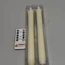 Homemory 2 PCS Flameless Taper Candles with Remote and Timer, 9.6 inch Ivory LED Candle Sticks Battery Operated, Dripless Real Wax Window Candles with 3D Flickering Flame for Fireplace Christmas