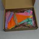 Kosiz 96 Pcs 65.6 ft Pastel Pennant Banner Flags Multicolor Triangle Bunting Flags Imitated Burlap Hanging Rainbow Pennant Garland for Summer Wedding Birthday Classroom Outdoor Party Decorations