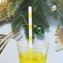 YAOSHENG Premium Disposable Drinking Fruit Paper Straws, Pack 100 Lemon Paper Straws for Cocktail Party Supplies,Birthday,Bridal/Baby Shower,Juice,Shakes (Lemon)