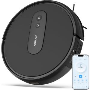 AIRROBO Robot Vacuums with 2800Pa Suction, 3-inch Slim Body, Gyroscope Navigation, Remote & App Control, 600ML Dustbin, Automatic Recharge  Ideal Robot Vacuums Cleaner for Homes (Black)