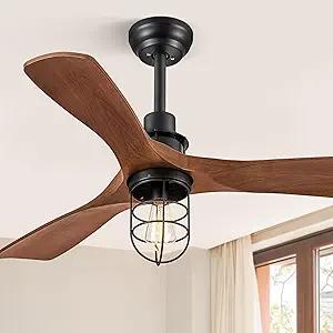 42Inch Ceiling Fans with Lights and Remote Control Farmhouse Flush Mount Ceiling Fan with 6-Speeds,Low Profile Ceiling Fans with Quiet Reversible DC Motor for Patio Living Room Bedroom