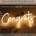 SYLHOME Congrats LED Neon Light Sign for Wedding Birthday Party Graduation Background Wall Decor Sign Celebration Banquet Light Up Sign 15.75" X 7.4" USB Indoors Warm White