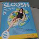 Sloosh Inflatable Pool Float Lounger - River Tube Floating Chair Sofa with Big Backrest, Blow Up Floaties Lake Raft Lounge with Mesh Bottom Handle Cup Holder Pool Party Toys for Adults (Blue Yellow)