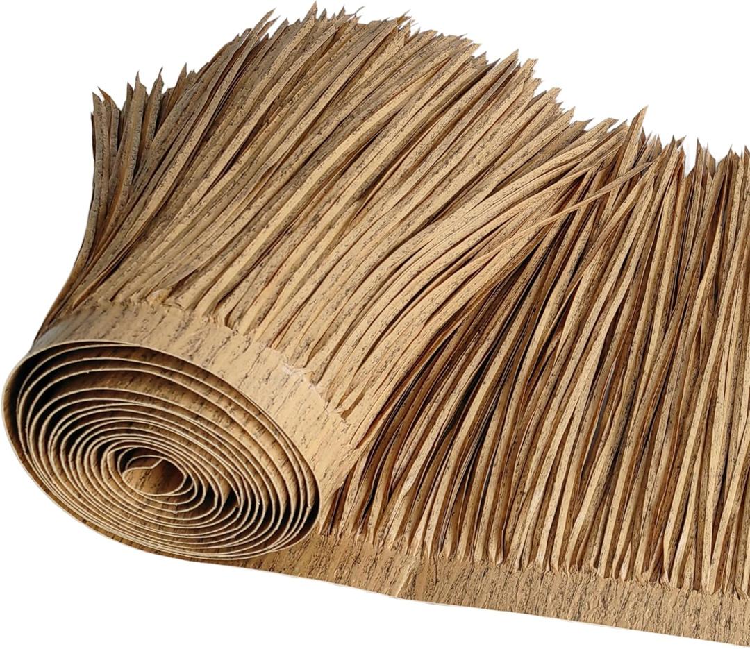 Mexican Style Synthetic Plastic Straw Thatch - 4 Colors (Palm Tree Brown, Tropical Green, Straw Yellow, Dried Grass Gray) - for Tiki Bar, Patio, Palapa & Party Decor (Palm Tree Brown, 15ft x 16in)