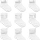 MINI PANDA Toddler Socks - Long Crew Socks for Girls 4-8 Years, 9 Pairs (1-3T)
