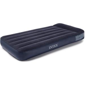 Intex Dura Beam Pillow Rest Classic Blue Inflatable Blow Up Mattress Air Bed with Internal Built in Pump, Twin