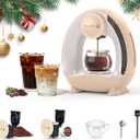 Single Serve Coffee Maker For K Cup Pod and Coffee Grounds /Tea, Fast Brew in 2 minutes, 2 IN 1 One Button Coffee Machine 4-8 Oz Brew Sizes, Stylish＆Compact For Home, Office, RV and Dorm, Champagne