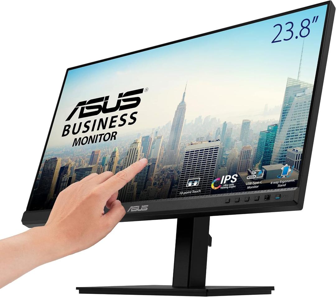 ASUS 24" 1080P Multi-Touch Monitor (BE24ECSBT) - Full HD, IPS, 10-Point Touch, IPS, Eye Care, USB-C with Power Delivery, HDMI, DisplayPort Daisy Chain, Height Adjustable, VESA Wall Mountable