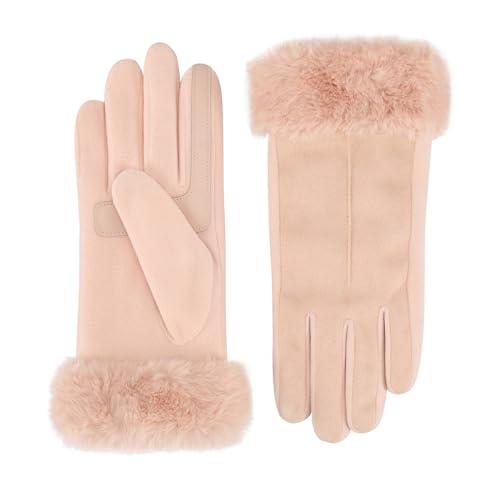 isotoner Women's Water Repellent Touchscreen Stretch Mya Faux Fur Cuff Gloves, Size S/M