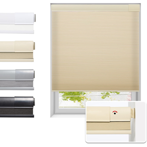 No Drill Cellular Shades for Indoor Windows, Thermal Insulating & Noise Reducing Honeycomb Blinds, Free Stop Cordless Light Filtering Shades, Beige,34 1/2" W x 64" H