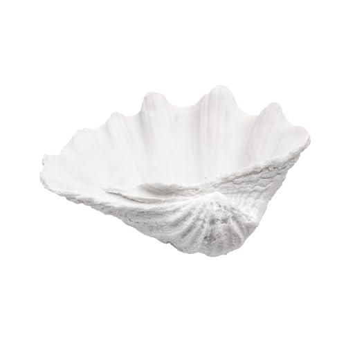 ALIWINER Medium White Scalloped Clam Shell Bowl Sea Shell Decor for Nautical Beach House,Coastal Decor Gift of Housewarming and Wedding Party