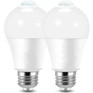 Motion Sensor Light Bulbs, 9W (60W Equivalent) A19 E26 5000K, Motion Detector Auto Activated Dusk to Dawn Security Bulbs, Outdoor/Indoor for Porch Garage Basement Hallway Closet (Daylight 2 Pack)