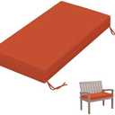 Tounosnt Outdoor Bench Cushion 36 X 18 X 3.5 Inch Thick Waterproof Patio Furniture Cushions, Patio Porch Swing Replacement Seat Pad with Tie Straps and Anti-Slip, for Backyard Garden, Orange