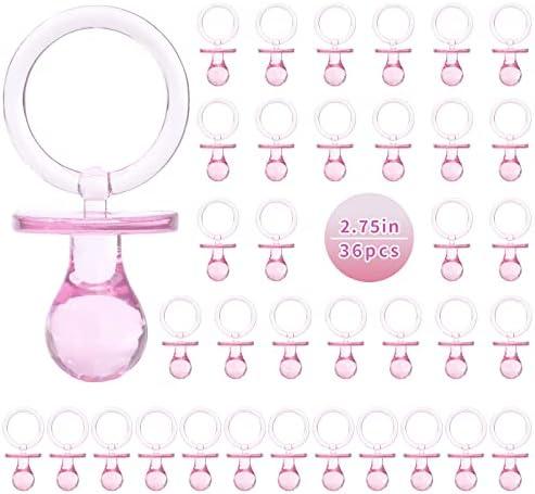 Pacifiers for Baby Shower Game, 36PCS Plastic Pacifiers for Baby Shower Decoration DIY, Large Size Baby Shower Pacifiers, Gender Reveal Party Table Scatter/Hunt Baby Shower Game Props(Pink, 2.75 in)