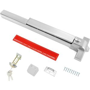 QWORK Door Security Bar, Heavy-Duty Steel Push Bar Emergency Exit Door Device with Fire-Proof Lock and Lever, Push Up Bar, Door Security Devices