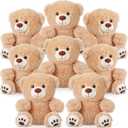 Jenaai 8 Packs Teddy Bear Stuffed Animal 10 Inch Brown Bear Plush Toy with Paws Footprints Soft Cute Stuffed Plush Toys for Girl Boy Valentines Day Baby Shower Wedding Birthday Anniversary Party Gift