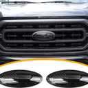 9.5" Front Grill Rear Tailgate Emblem Cover Trim Compatible with 2015-2023 Ford F150 Exterior Accessories Decor Overlay American Flag Oval Emblem Protector Decoration Decal 2 Pack