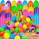 PIONJOY [12 Golden Eggs] 500 PCS 2.4" Fillable Plastic Easter Eggs Empty Easter Eggs Colorful Plastic Eggs Bulks for Kids Teens Boys Girls Easter Basket Stuffers Hunt Easter Party Favor