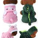 Queekay 2 Pieces Cute Dog Costume Halloween Cat Clothes Pink Pig PET Costume Design Dinosaur Clothing Puppy Outfits PET Hoodie Warm Dress up Clothes for Puppies and Kitten(Small)