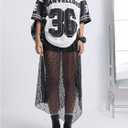 Verdusa Women's Y2k Jersey Shirt Baggy Shirt Oversized Tshirts Leopard Print V Neck Tshirt Tops (S)