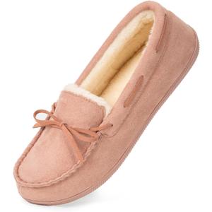HomeTop Women's Moccasins House Slippers Memory Foam Indoor Outdoor Ladies Shoes (8)