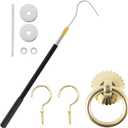 1 Set 63 Inch Attic Pull Down Hook Attic Ladder Pull Down Hook Attic Ladder Pull Down System Kit Stainless Steel Efficient Convenient Attic Door Pull Fast Assembly Suitable for Loft